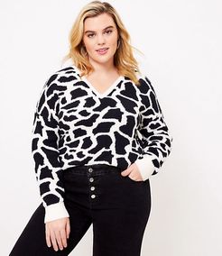 LOFT Plus Animal Spotted V-Neck Sweater