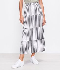 Striped Tiered Pull On Maxi Skirt