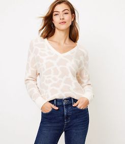 Petite Animal Spotted V-Neck Sweater