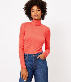 Petite Striped Ribbed Modern Turtleneck Top