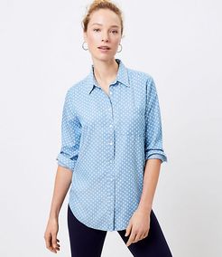 Dotted Chambray Tunic Shirt