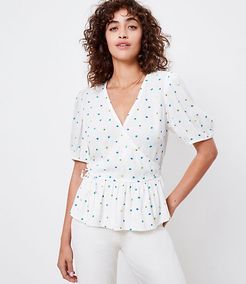 Floral Dot Wrap Blouse