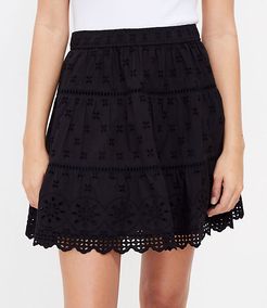 Embroidered Tiered Pull On Skirt