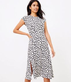 Leopard Print Flutter Sleeve Midi Dress