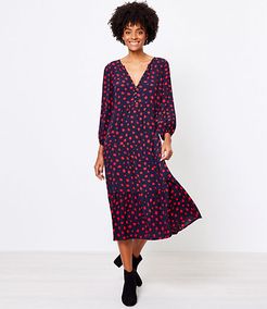 Petite Dotted Tiered Midi Dress