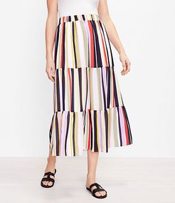 Striped Tiered Pocket Maxi Skirt