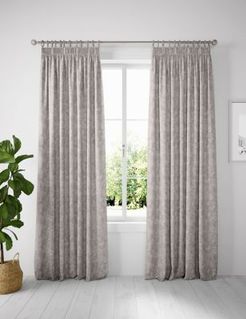 Metallic Jacquard Pencil Pleat Curtains - Silver Grey - 63W x 54L