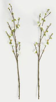 Set of 2 Artificial Blossom Single Stems - White - One Size