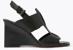 Marks & Spencer Leather Wedge Open Toe Sandals - Black - US 4.5 (UK 3)