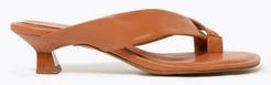 Marks & Spencer Leather Kitten Heel Toe Loop Sandals - Tan - US 10 (UK 7½)