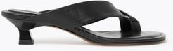 Marks & Spencer Leather Kitten Heel Toe Loop Sandals - Black - US 4.5 (UK 3)