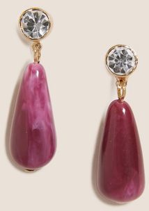 Marks & Spencer Resin Sparkle Drop Earrings - Wine - One Size