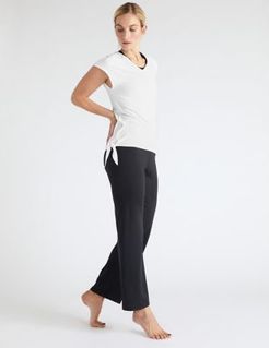 Marks & Spencer V-Neck Tie Side Short Sleeve Yoga Top - White - US 2 (UK 6)