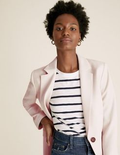 Marks & Spencer Relaxed Belted Blazer - Opaline - US 4 (UK 8)