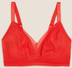 Marks & Spencer Geometric Lace Non Wired Bralette - Flame - US 32