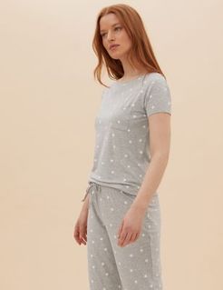 Marks & Spencer Star Print Pyjama Set - Grey Mix - US 2 (UK 6)