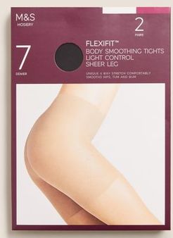 Marks & Spencer 2pk 7 Denier Light Control Sheer Tights - Black - Small