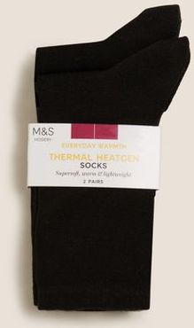 Marks & Spencer 2pk Heatgen&trade; Thermal Ankle High Socks - Black - US 4.5-7 (UK 3-5)