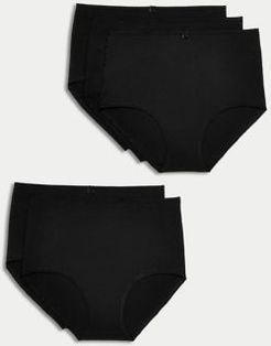 Marks & Spencer 5pk Cotton Lycra® High Waisted Full Briefs - Black - US 4 (UK 8)