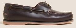 Marks & Spencer Wide Fit Leather Boat Shoes - Brown - US 7.5 (UK 7)