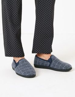 Marks & Spencer Checked Slippers - Blue Mix - US 9.5 (UK 9)