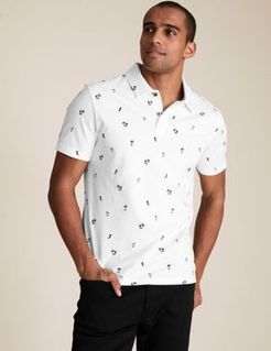 Marks & Spencer Pure Cotton Hawaiian Print Polo Shirt - White - US S