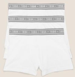 3pk Cotton With Stretch Plain Trunks (6-16 Yrs) - White - 6-7 Years