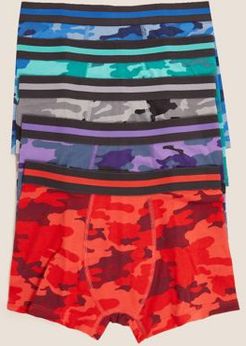 5pk Cotton with Stretch Camouflage Trunks (2-16 Yrs) - Black Mix - 2-3 Years