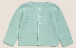 Pure Cotton Knitted Cardigan (0-12 Mths) - Blue Mix - Newborn