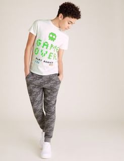 Cotton Slim Camouflage Joggers (6-14 Yrs) - Grey - 6-7 Years