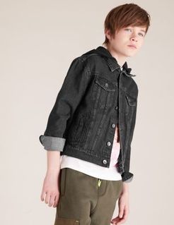 Denim Hooded Jacket (6-14 Yrs) - Black - 6-7 Years