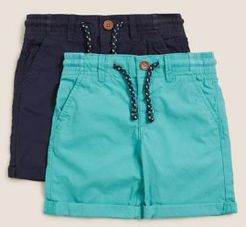 2pk Pure Cotton Ripstop Shorts (2-7 Yrs) - Navy Mix - 2-3 Years