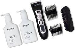 BROCCHI Electric Trimmer, Beard Brush, Moisturizing Face Wash & Shave Lotion Bundle