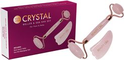 ORA Pink Crystal Roller & Gua Sha Set for Face & Body