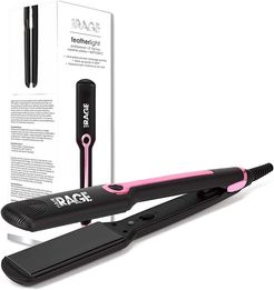 Hair Rage Feather Ultra Light 1.5in Ceramic Ionic Infrared Flat Iron Black Pink