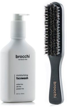 BROCCHI Boar Bristle Paddle Brush & Moisturizing Face Wash Bundle