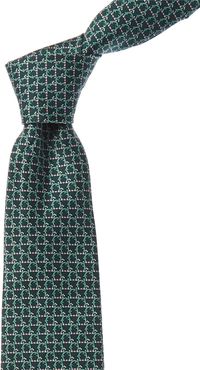 Salvatore Ferragamo Green Gancini Silk Tie