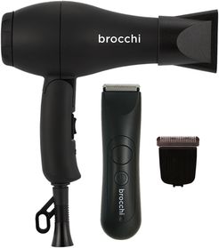 Brocchi Waterproof Body Hair Trimmer + Mini Travel Hair Dryer + 1 Blade