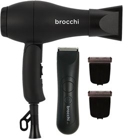 Brocchi Waterproof Body Hair Trimmer + Mini Travel Hair Dryer + 2 Blades