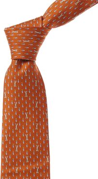 Salvatore Ferragamo Orange Rabbit & Carrot Silk Tie