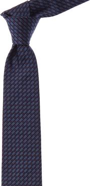 Salvatore Ferragamo Navy Mini Gancini Silk Tie