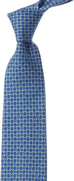 Salvatore Ferragamo Blue & Green Gancini Silk Tie