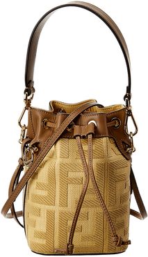 FENDI Mon Tresor Mini Canvas & Leather Bucket Bag