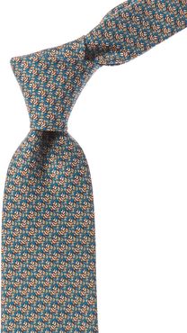 Salvatore Ferragamo Petrol Zebra Silk Tie