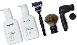 BROCCHI Electric Facial Brush, Smooth Shave Kit, Moisturizing Face Wash & Shave Lotion Bundle