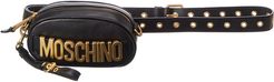 Moschino Logo Plaque Convertible Leather Belt Bag