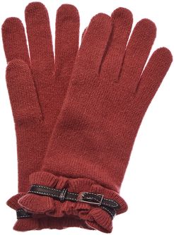 Portolano Leather-Trim Cashmere Gloves