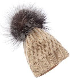 Adrienne Landau Pom Wool-Blend Beanie