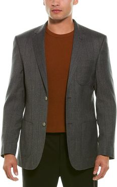 English Laundry Grey Plaid Wool Suit Jacket