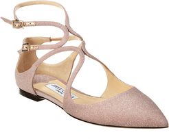 Jimmy Choo Lancer Glitter Leather Ballerina Flat